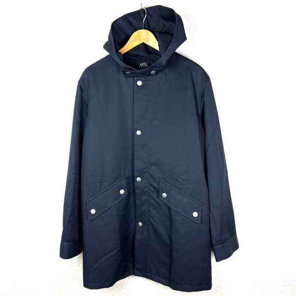 A.P.C. long line hooded navy parka size large - Picture 1 of 5